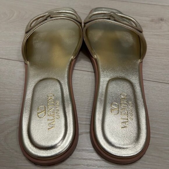 Valentino Garavani Gold Slide Sandals - Picture 4 of 10